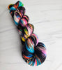 City Rain- Hand dyed yarn black rainbow speckled