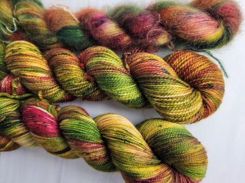 Autumn Acorn- Hand dyed yarn -  Fingering to bulky- brown green