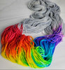 Somewhere Over the Rainbow - Hand dyed sock yarn - grey with rainbow roygbiv pop