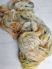 Fairytale pumpkin - Hand dyed yarn, Fingering Weight, Halloween yarn - pastel brown caramel green with speckles