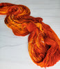 Fire - Hand dyed variegated yarn - Merino Fingering lace dk worsted bright orange red