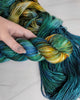 Cave Lichen - Hand dyed yarn - SW Merino Fingering Weight green teal brown