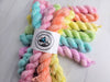 Unicorn Pastel Rainbow mini yarn set of 6 solid colored mini skeins - Hand dyed gradient sparkle fingering weight yarn