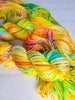 Happiness - Hand dyed Variegated yarn -  Fingering to bulky-  yellow rainbow lime green orange - Transformation Series