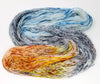 Mountains of the Moon - Hand dyed yarn - SW Merino Fingering Weight 438 yards - knitting crocheting weaving- brown orange grey blue spatter indie dyed