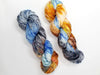 Mountains of the Moon - Hand dyed yarn - SW Merino Fingering Weight 438 yards - knitting crocheting weaving- brown orange grey blue spatter indie dyed