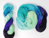 Evening Drinks - Hand dyed yarn - SW Merino Fingering Weight black blue aqua
