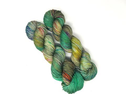 Smudge Stick-  Hand dyed yarn Merino Fingering Weight sage moss emerald green