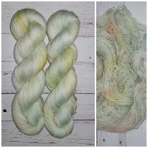 Iridescent -  Hand dyed yarn - pastel sage yellow orange