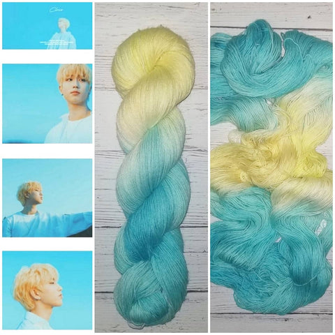 KPOP - Hand dyed yarn -  Fingering to bulky- blue yellow