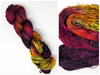 Smoke at Sunset-  Hand dyed yarn - SW Merino Fingering Weight black red orange yellow