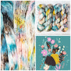 Flower Girl - Hand dyed variegated speckled yarn - Merino Fingering to worsted teal white pink brown yellow