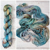 Earth Mama - Hand dyed variegated speckled yarn - Merino Fingering to worsted teal white pink brown yellow