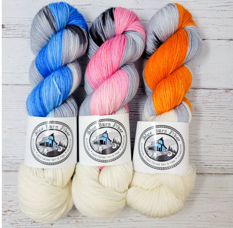 Fade Yarn Set -Droid - three 100g skeins of Hand dyed - yarn set