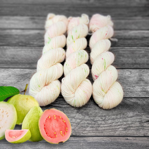 Guava - Hand dyed variegated speckled yarn - Merino Fingering to worsted