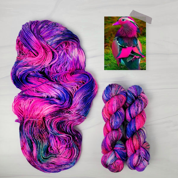 Fabulous Diva - Hand dyed sock yarn - magenta fuchsia hot pink purple blue speckles