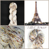 Eiffel Tower -  Hand dyed variegated yarn -white brown purple speckled