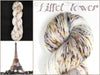 Eiffel Tower -  Hand dyed variegated yarn -white brown purple speckled