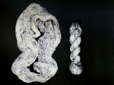 Pepper - Hand dyed yarn -Merino Fingering white with black speckles