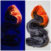 Jack O Lantern -Halloween collection - Hand dyed yarn, Fingering Weight, assigned color pooling -grey black and florescent orange glows in black light