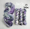 Jack - Hand dyed yarn, nightmare before Christmas collection, Halloween yarn - purple grey black white skellington
