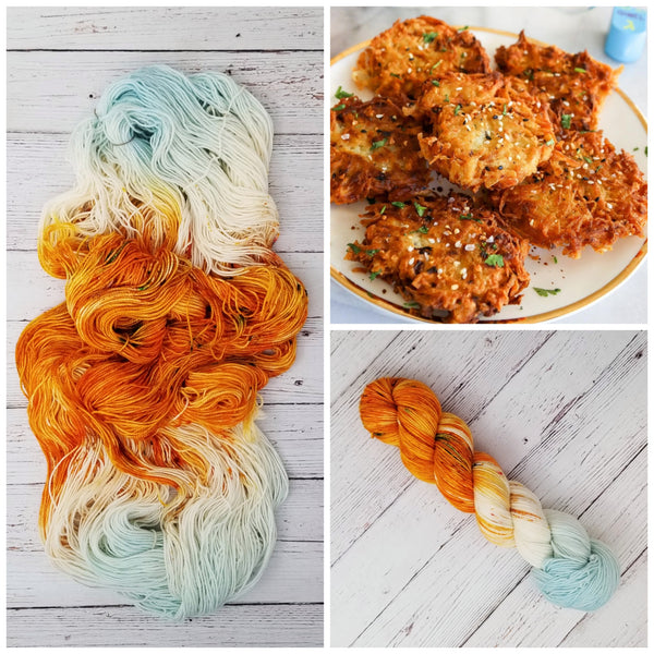 Latke - Hand dyed variegated yarn - Merino Fingering to worsted