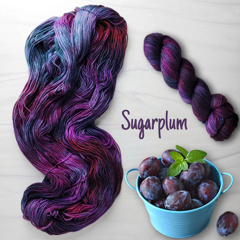 Sugarplum - Hand dyed variegated yarn -SW Merino choose your base fingering sock dk lace bulky aran