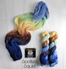 Spotted Squid-  Hand dyed yarn - Merino Fingering blue brown cream black