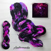 Andromeda - Hand dyed Variegated yarn -  Fingering to bulky-  Greek Goddess collection - pink purple black