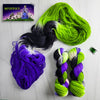 Beetlejuice - Hand dyed yarn, Fingering Weight, Halloween yarn -black violet purple lime green white