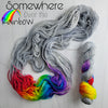Somewhere Over the Rainbow - Hand dyed sock yarn - grey with rainbow roygbiv pop