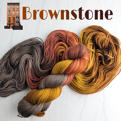 Brownstone-  Hand dyed yarn -  Fingering to bulky- brown red