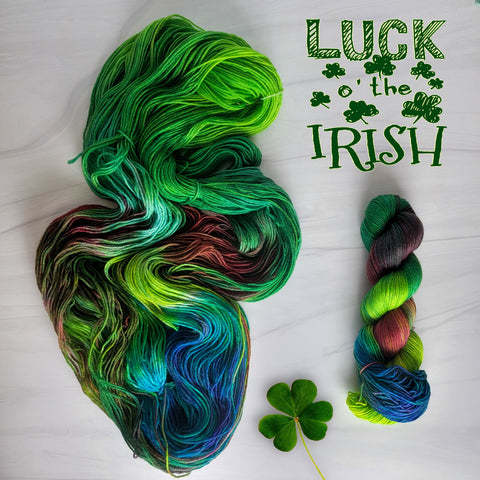 Luck of the Irish - Hand dyed yarn - SW Merino Fingering Weight green