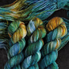 Cave Lichen - Hand dyed yarn - SW Merino Fingering Weight green teal brown