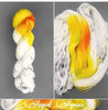 August Aspens - Hand dyed Color Pooling yarn - white orange yellow assigned color pooling yarn