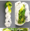 July Aspens - Hand dyed Color Pooling yarn - white green yellow assigned color pooling yarn