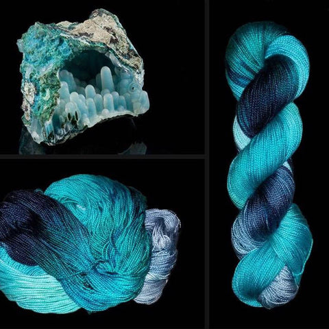Chrysocolla - Hand dyed yarn - Hand painted yarn - SW Merino fingering or sport DK worsted bulky 100g each - Select your base - black blue turquoise jade green grey