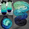 Evening Drinks - Hand dyed yarn - SW Merino Fingering Weight black blue aqua