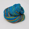 Fordite Patina - Hand dyed yarn -Fingering 400+ yards turquoise blue orange