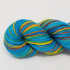 Fordite Patina - Hand dyed yarn -Fingering 400+ yards turquoise blue orange