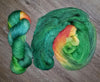 Honeysuckle - Hand dyed yarn, green orange yellow