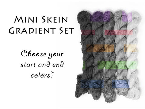 Gradient Mini Yarn Set - choose your colors - 5 skeins - Hand dyed yarn
