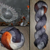 October Web- Hand dyed yarn - SW Merino Fingering Weight 400+ yards - choose your yarn base - knitting crocheting weaving - grey orange black white