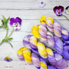 Pretty Pansy - Hand dyed variegated speckled yarn - Merino Fingering to worsted