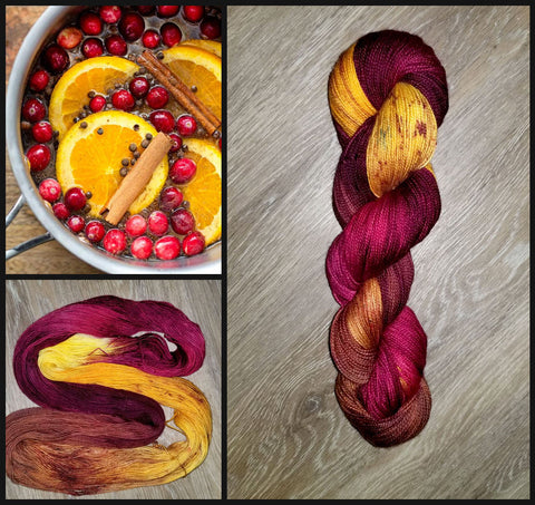 Simmer Down- Hand dyed yarn Merino Fingering red brown yellow