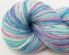Snowflake- Hand dyed yarn - Merino Fingering Weight pastel purple pink blue white