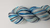 Steller's Jay- Hand dyed yarn -Merino Fingering White grey black blue
