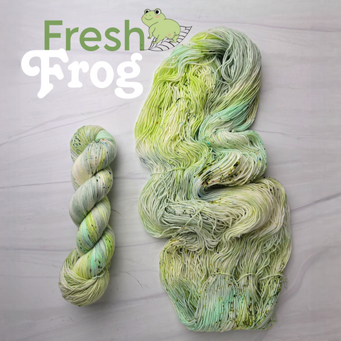 Fresh Frog - Hand dyed yarn - dyed to order on fingering sock DK sport worsted Aran or bulky yarn - light pastel mossy and mint sage green with heavy speckles