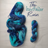 The Inevitable Ruin - Hand dyed variegated  yarn, Fingering Weight, inspired by Dungeon Crawler Carl book series - aqua and blue teal dark blue grey