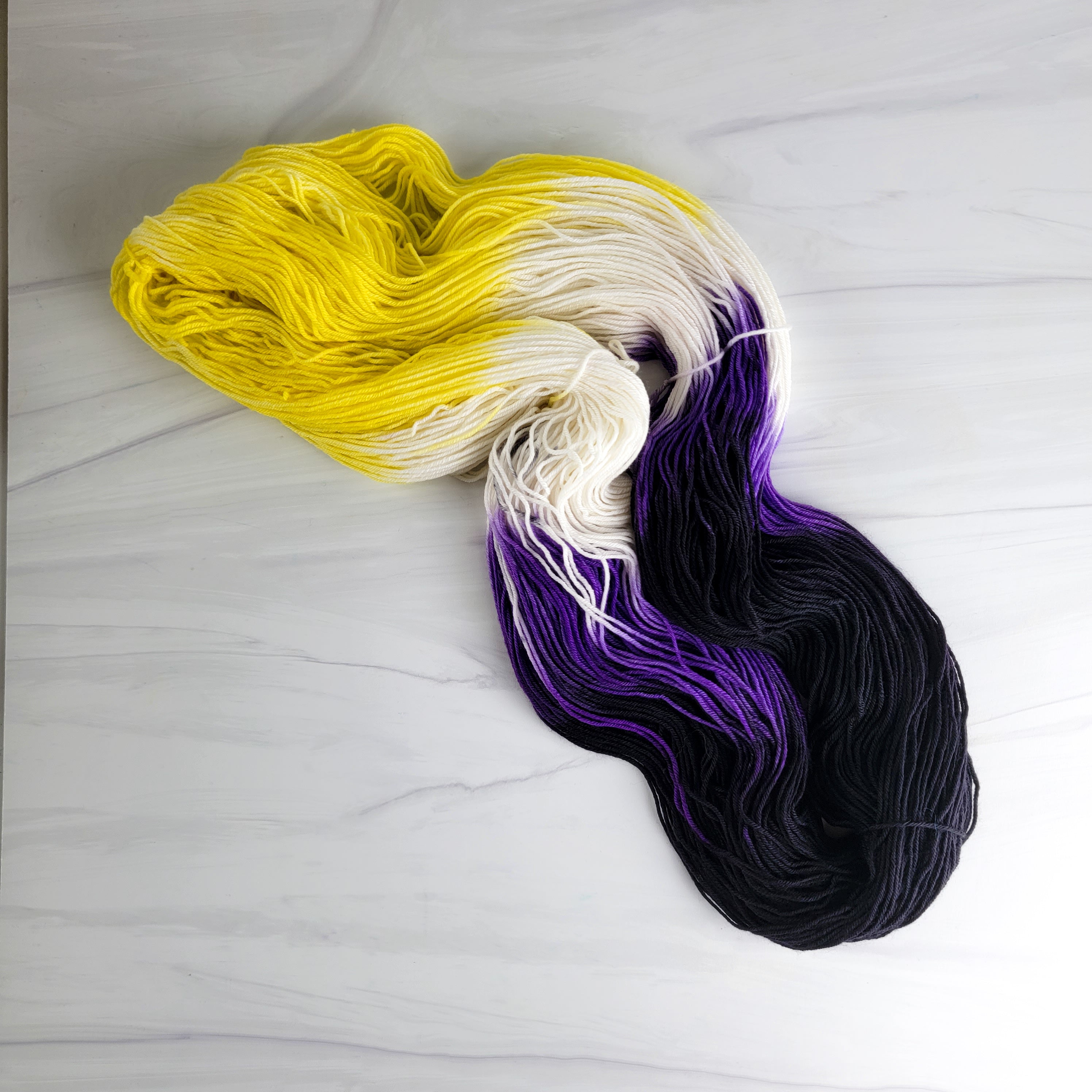 Think Outside the Box - nonbinary flag - Hand dyed variegated yarn - y